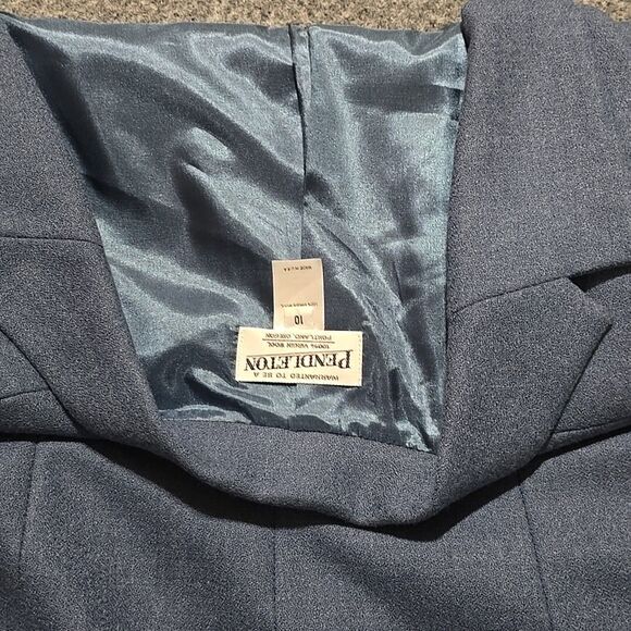 VTG Blue Virgin Wool Blazer Sz10 Pendleton Open Front Corp Chic Academic Capsule - Picture 14 of 16